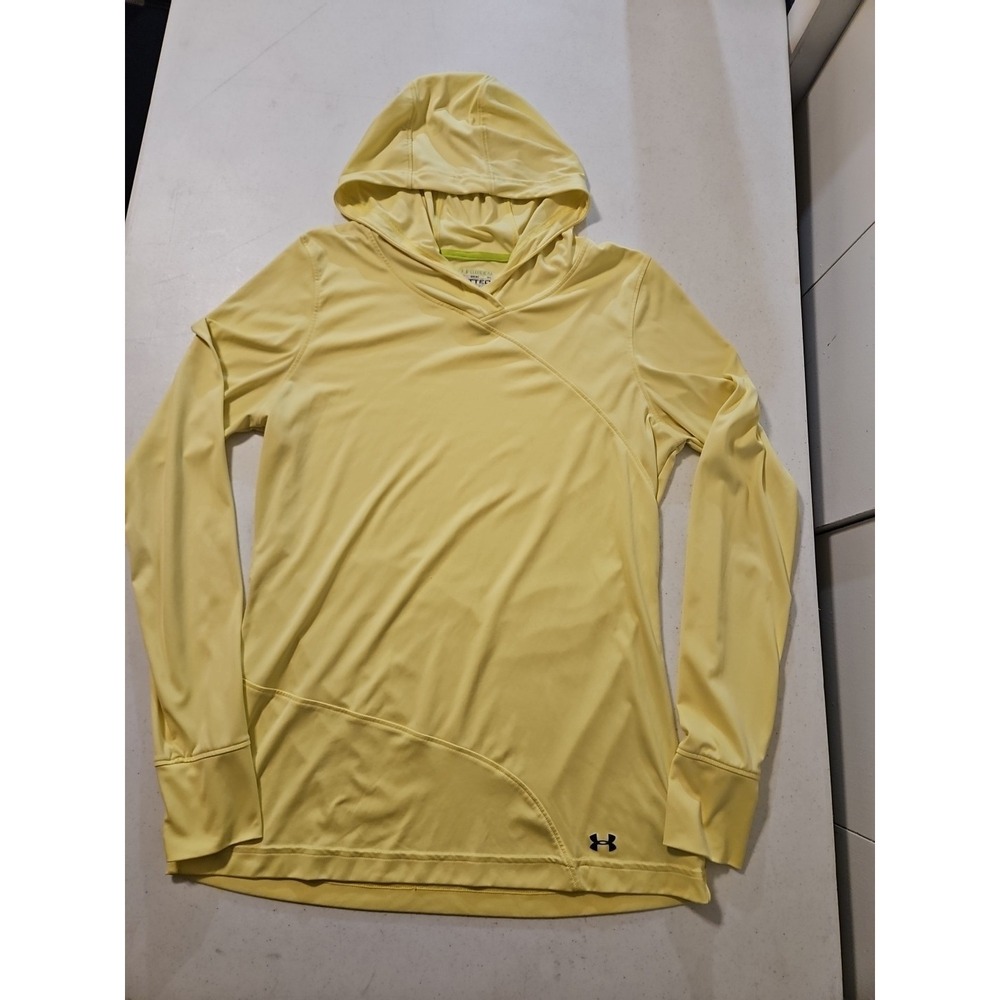 Under Armour Pullover Womens XL Neon Yellow Hooded Soft Thin Long Sleeve (A1266)